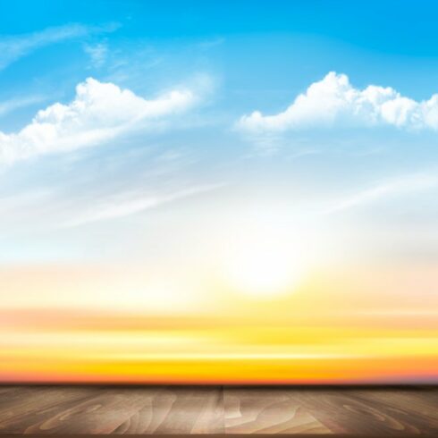 Sunset sky background. Vector cover image.