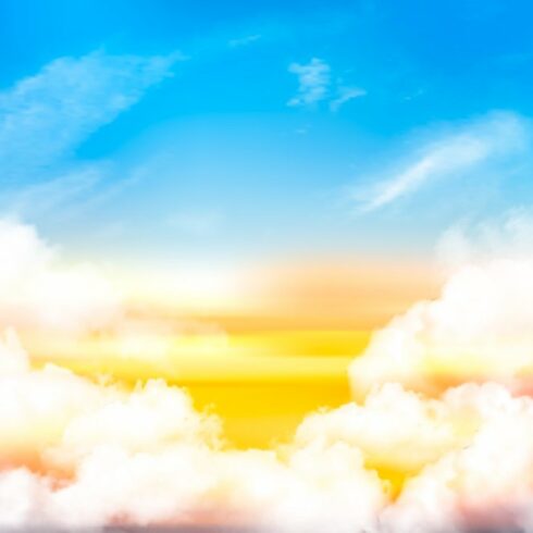 Sunset sky background vector cover image.