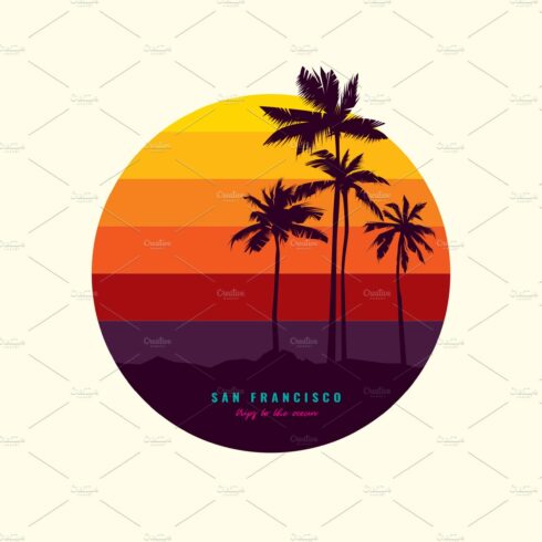 PALM TREES SEA SUNSET T-SHIRT DESIGN cover image.