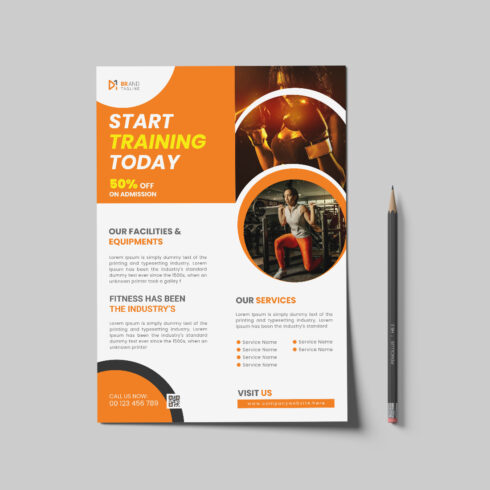 Modern fitness flyer template cover image.
