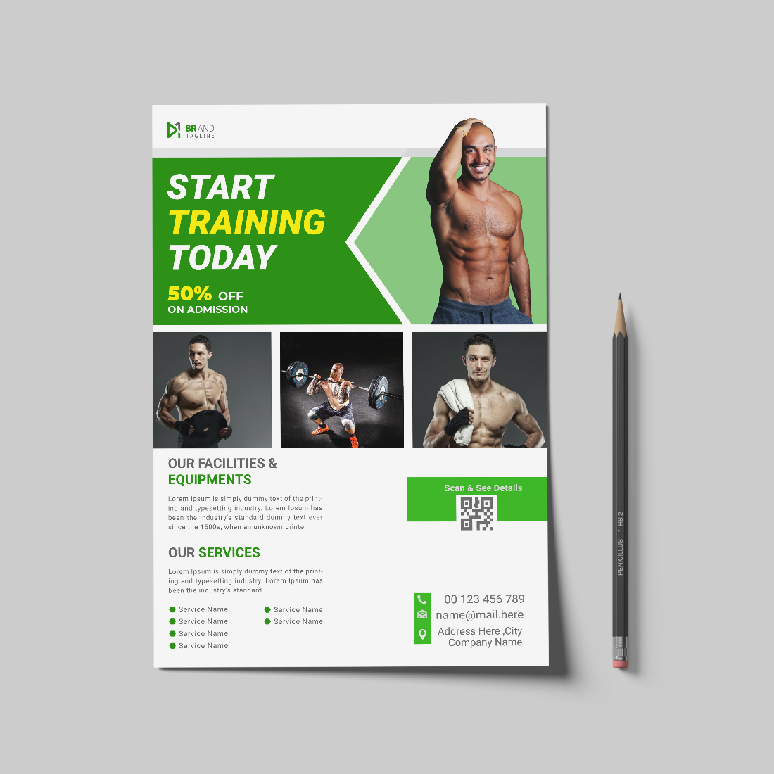 Gym fitness flyer template cover image.
