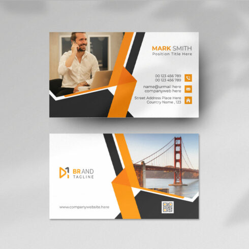 Yellow business card design cover image.