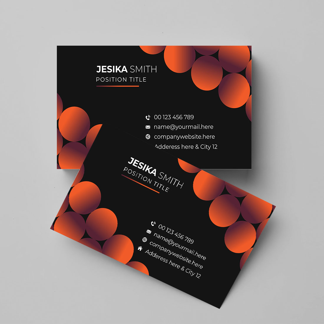Elegant company business card template preview image.