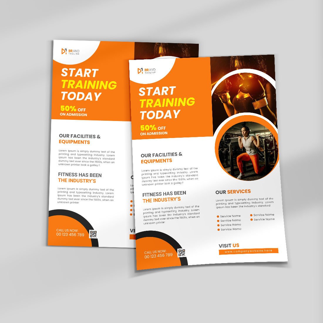 Modern fitness flyer template preview image.