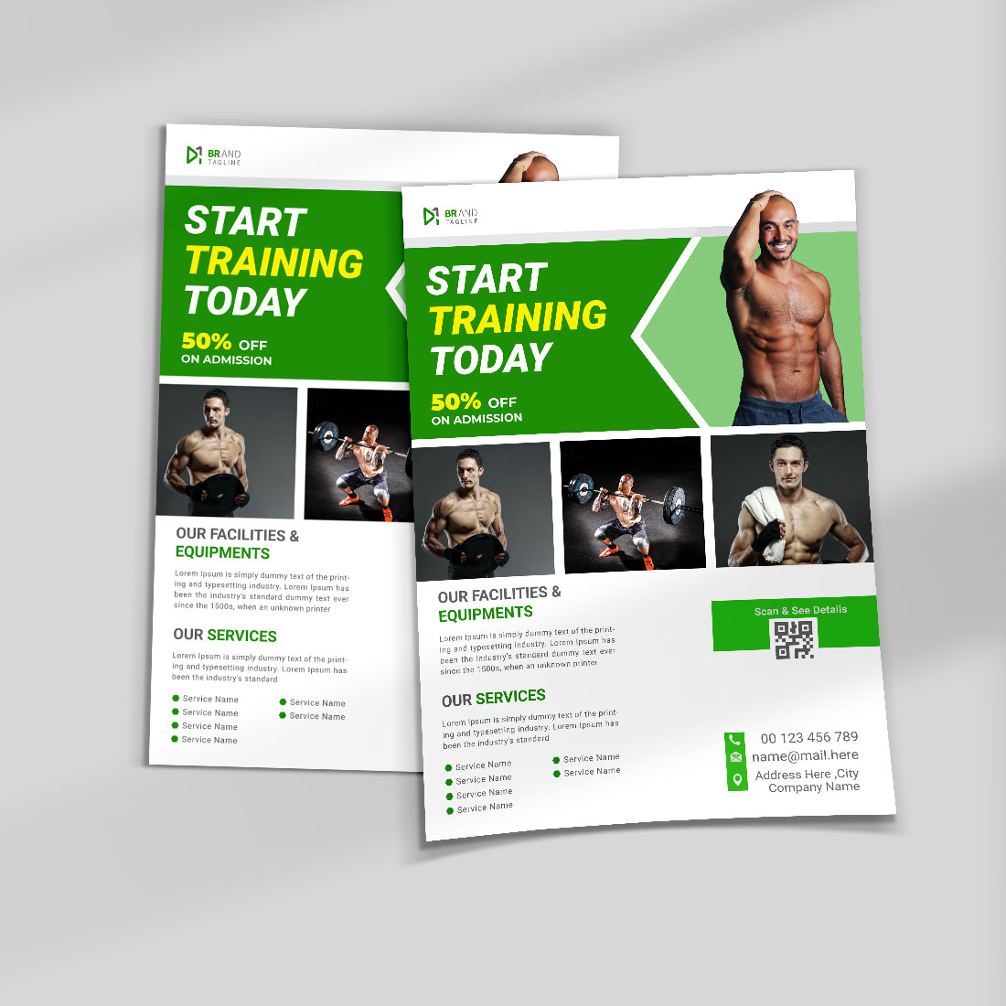 Gym fitness flyer template preview image.