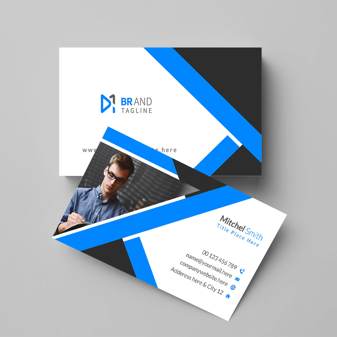 Minimalist business card design template preview image.