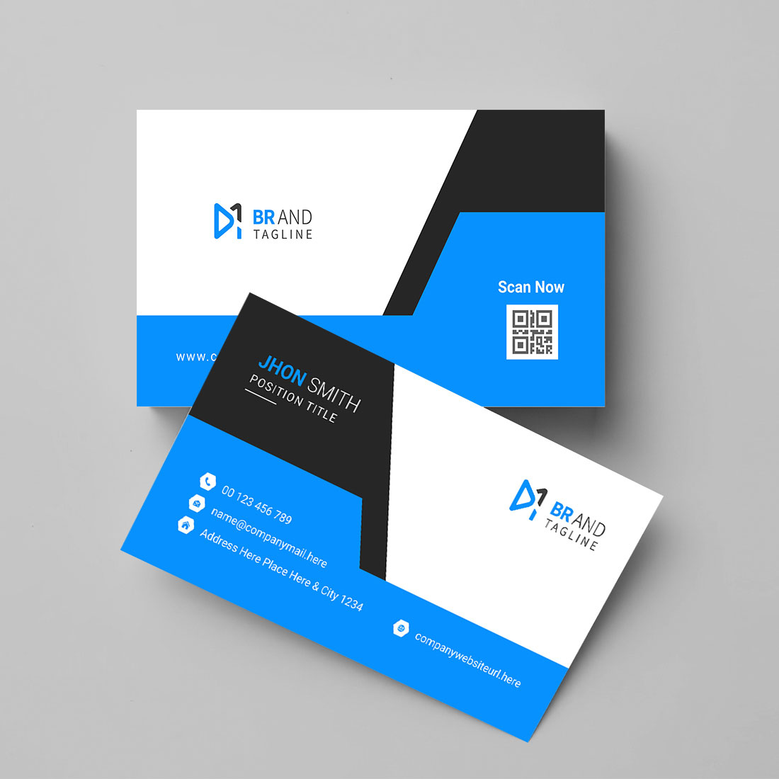 Modern business card design template preview image.