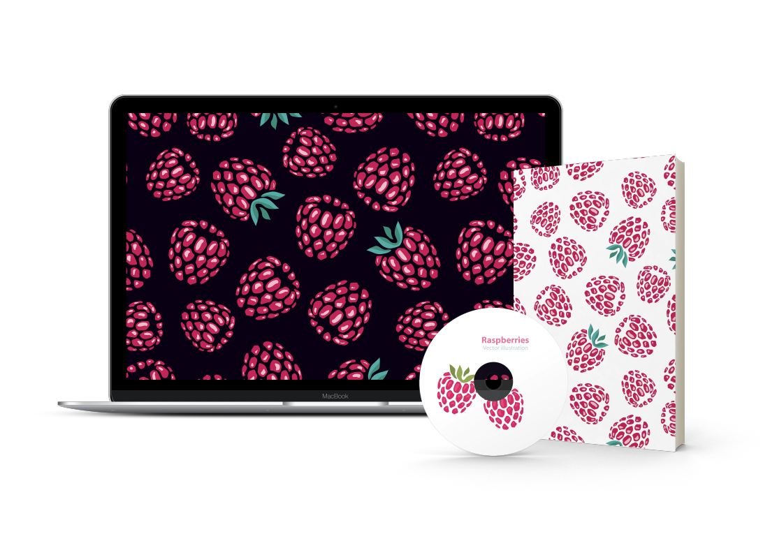 Raspberry vector pattern preview image.
