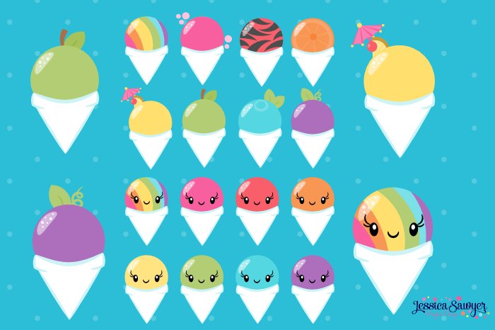 Snowcone Party Clipart Pack preview image.