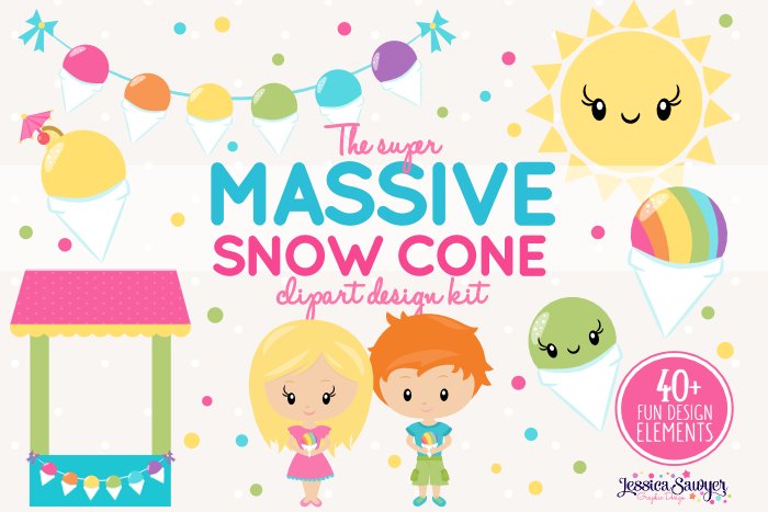 Snowcone Party Clipart Pack cover image.