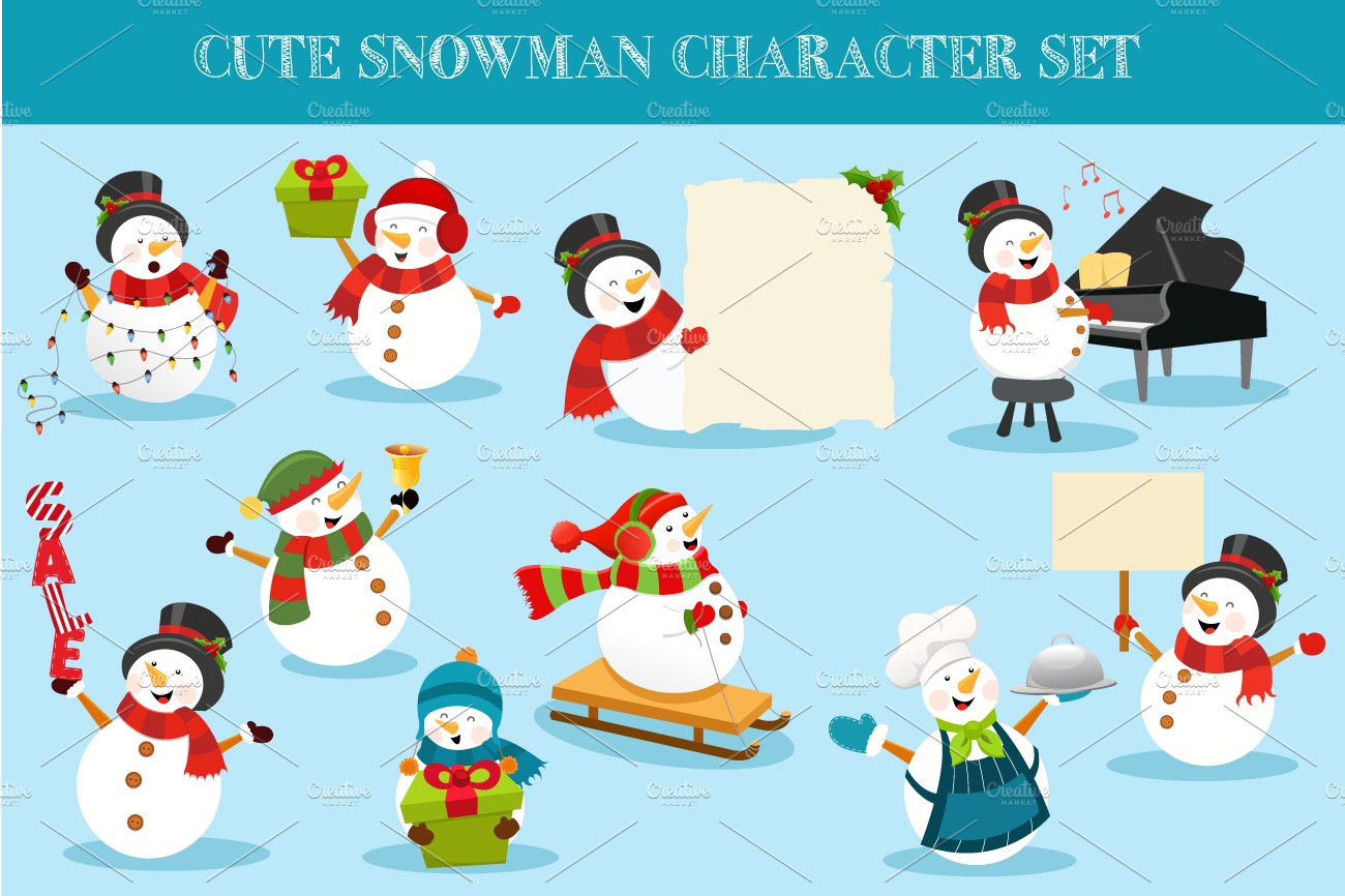 Cute Snowman Character Set Vol 3 cover image.