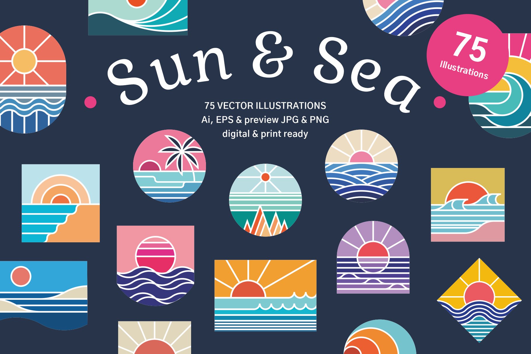 Sun & Sea, 75 Illustrations cover image.