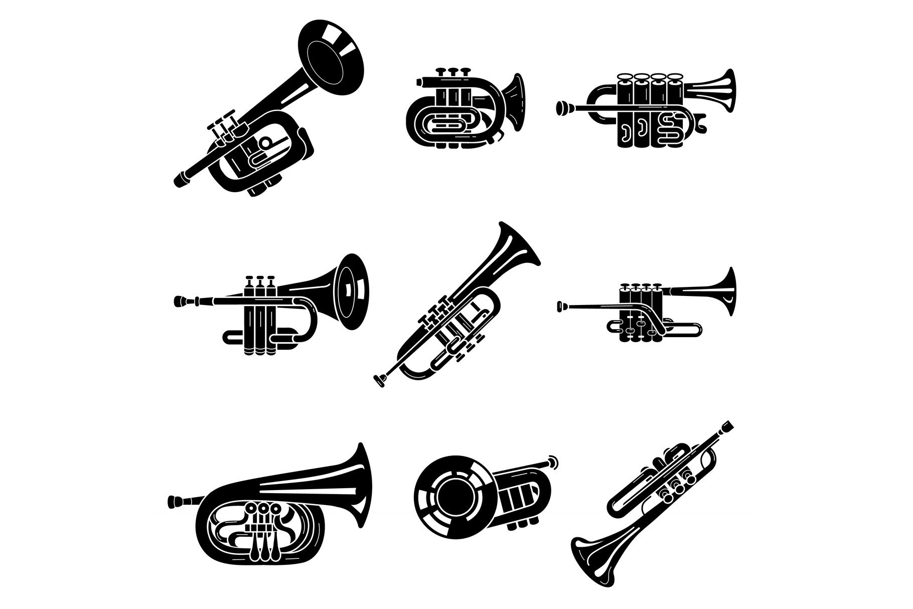 Trumpet icons set, simple style cover image.