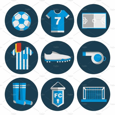 Soccer flat icon set cover image.