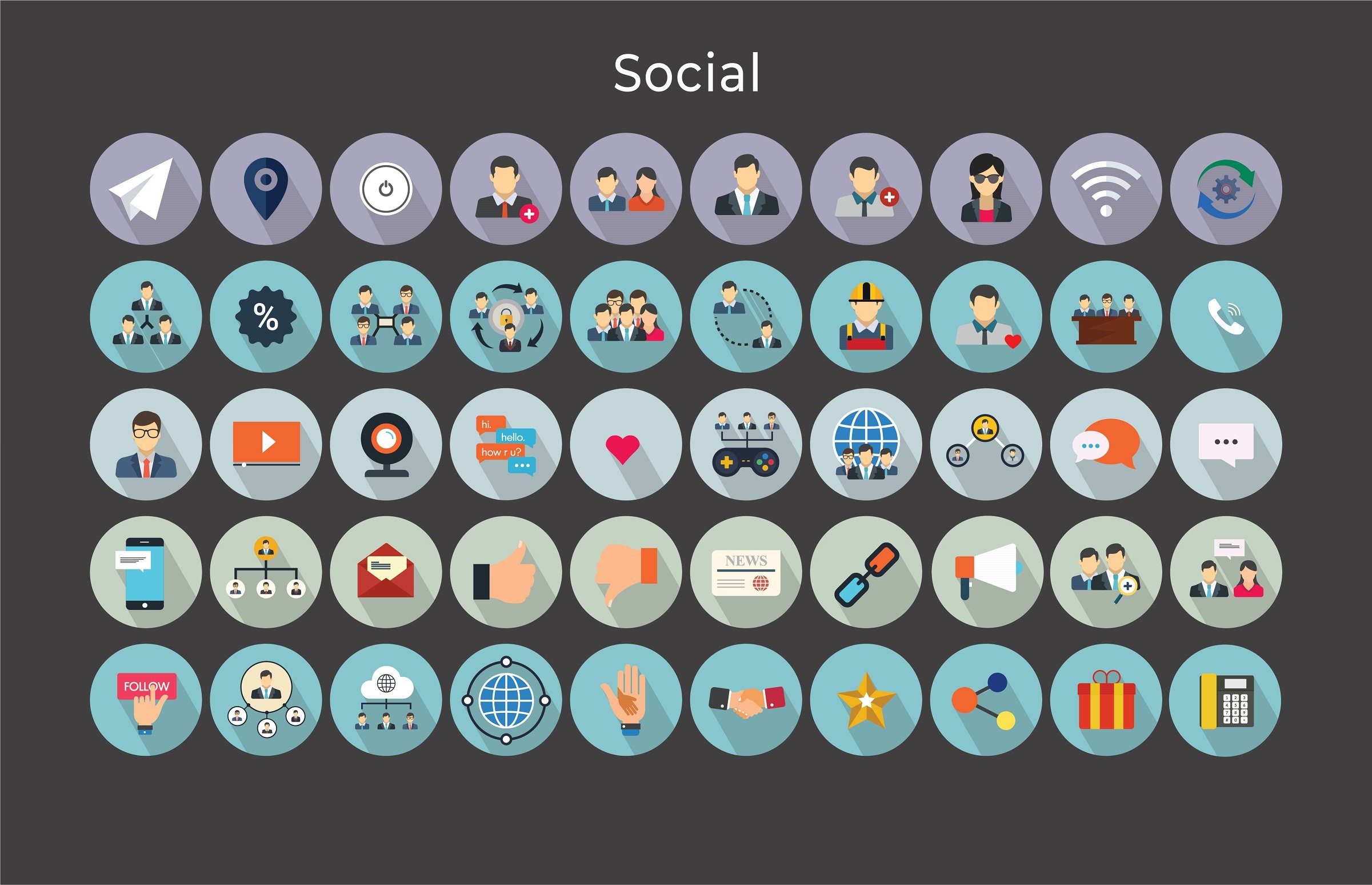 social vector flat icons 5 595