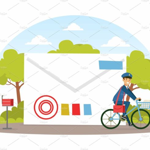 Postman Riding on Bike, Mailman in cover image.