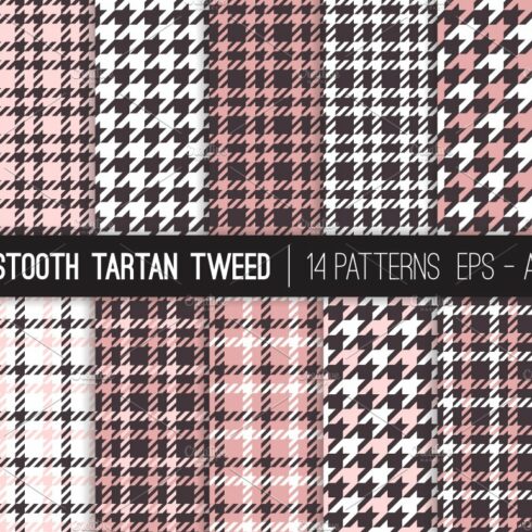 Vector Houndstooth Patterns Pink Blk cover image.
