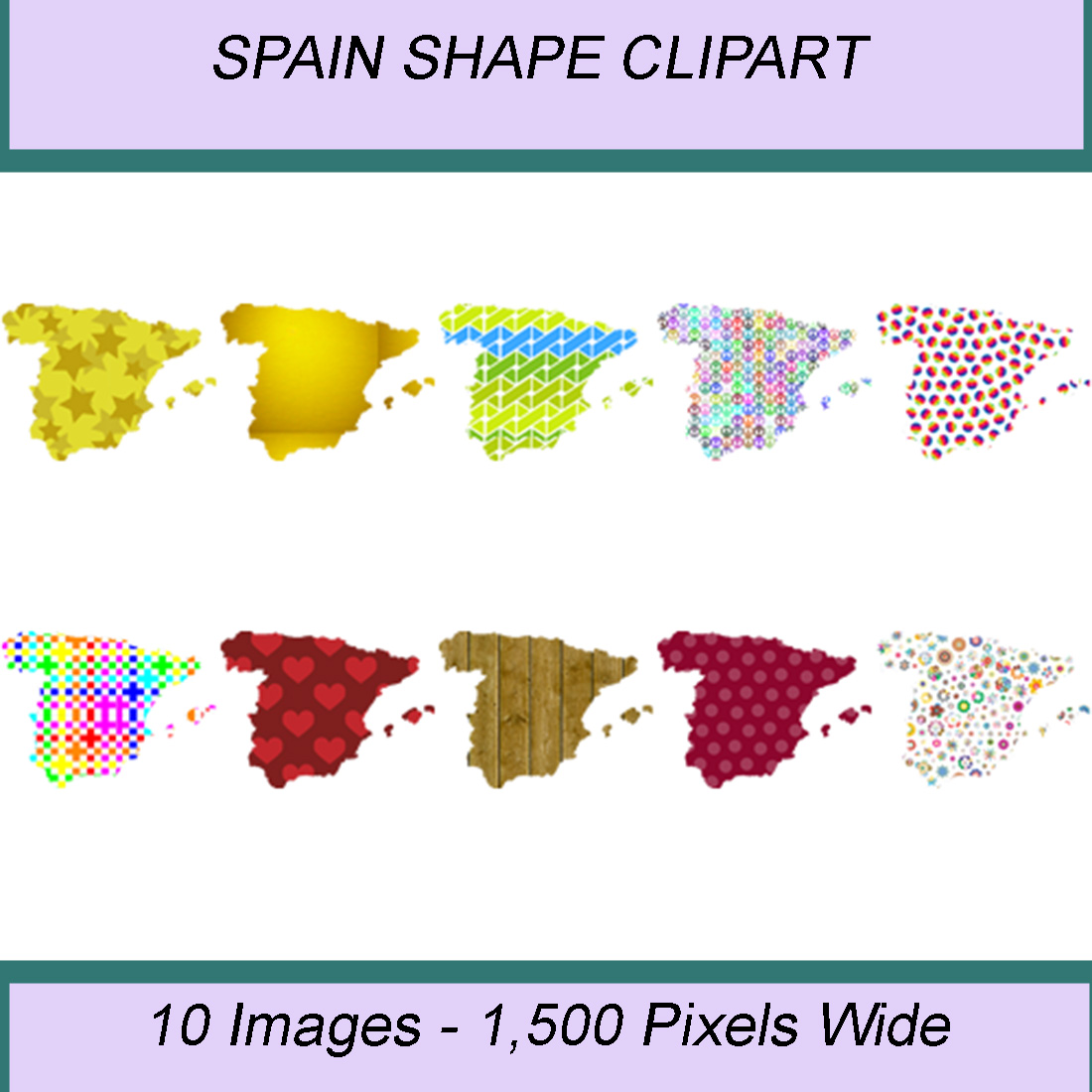 SPAIN SHAPE CLIPART ICONS cover image.