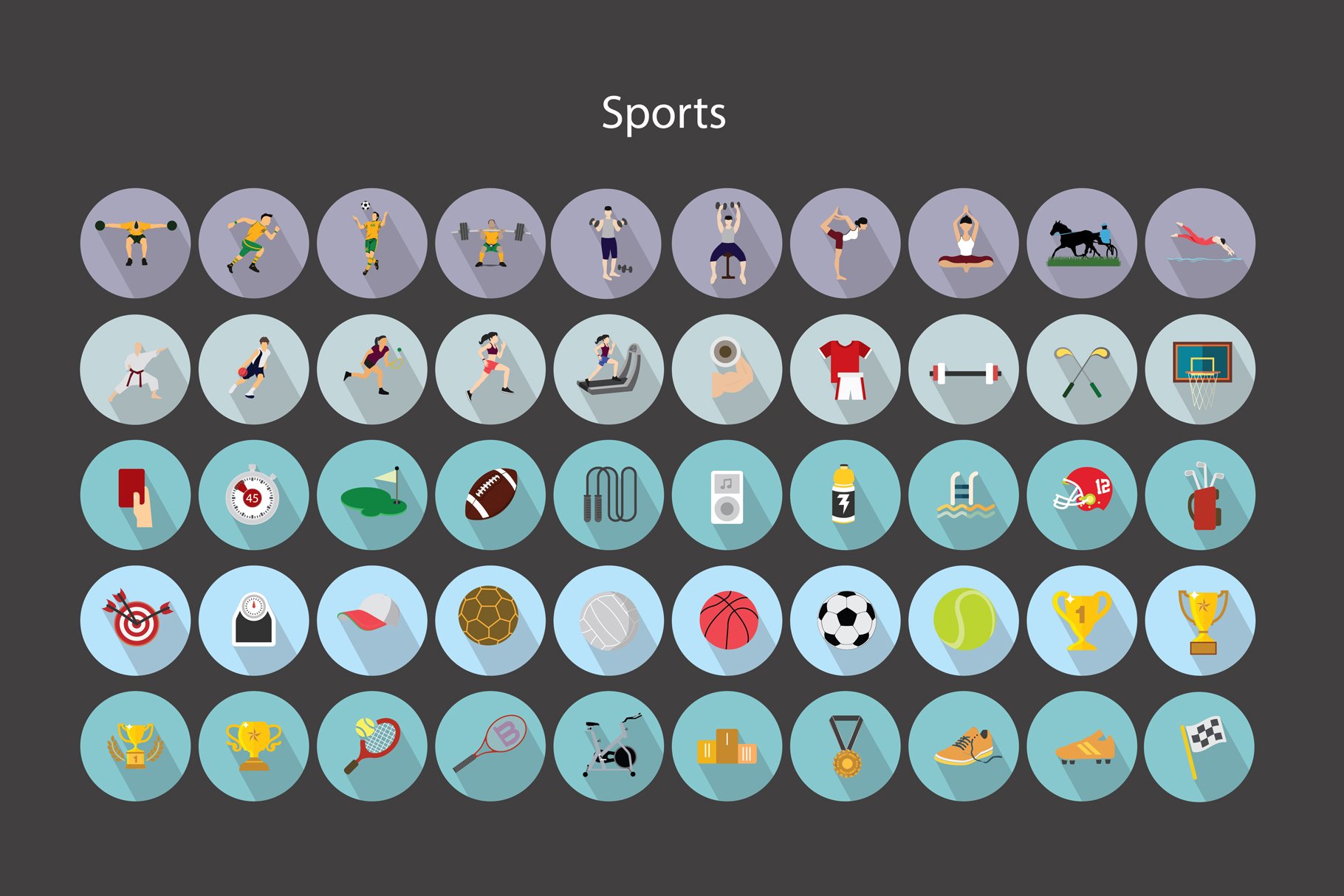 sports vector flat icons 5 n 848