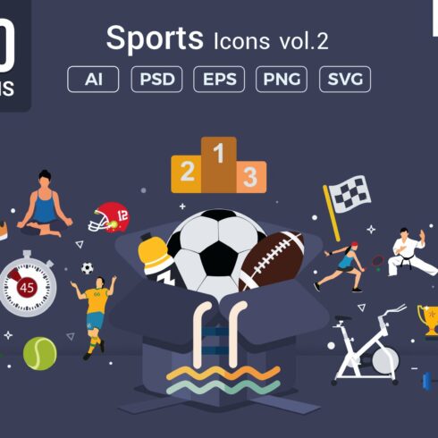 Flat Vector Icons Sports Pack V2 cover image.