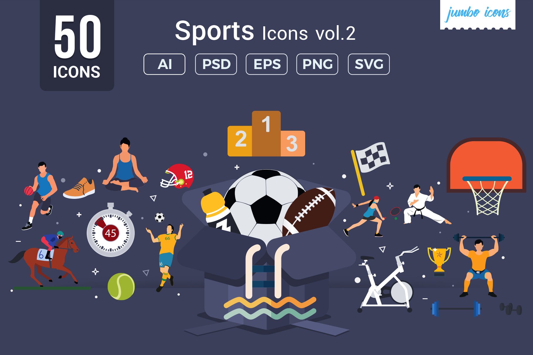 Flat Vector Icons Sports Pack V2 cover image.