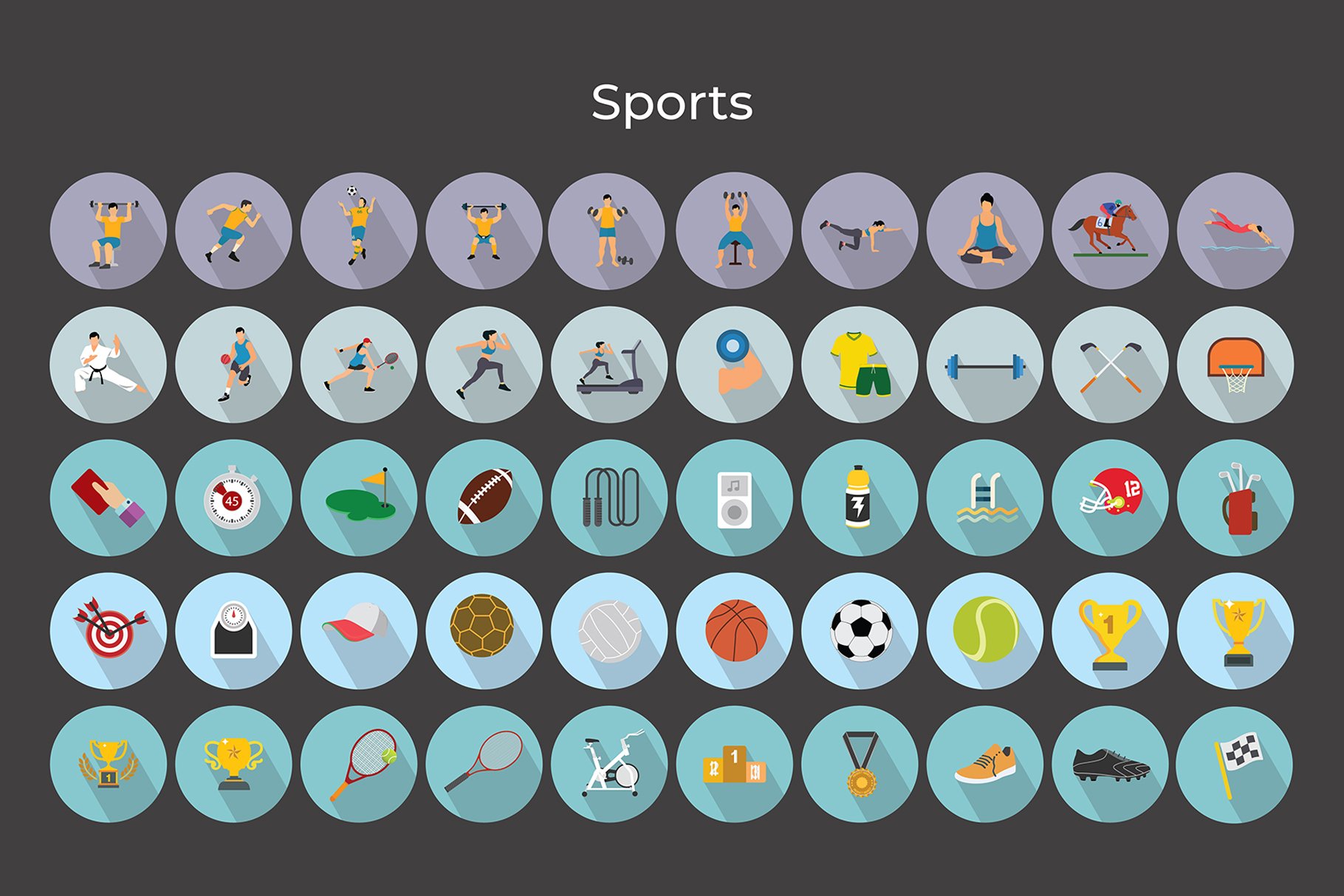 sports vector flat icons 5 619