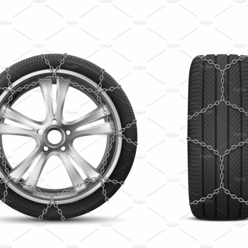 Car tires with snow chains for cover image.