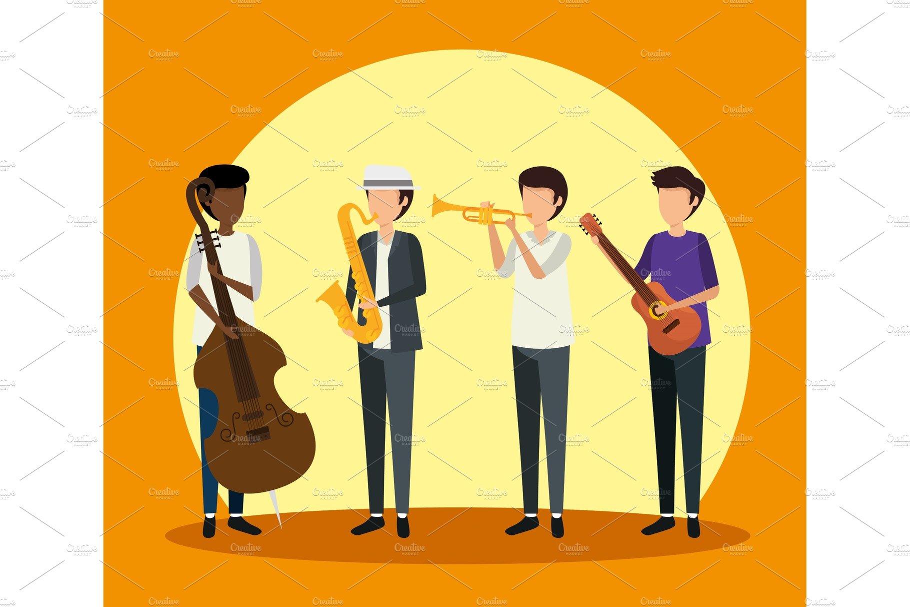 men play instrument to jazz day cover image.