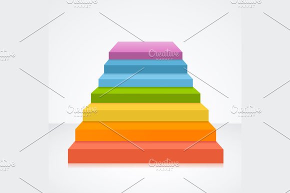 Stairs in Rainbow Colors. Vector cover image.
