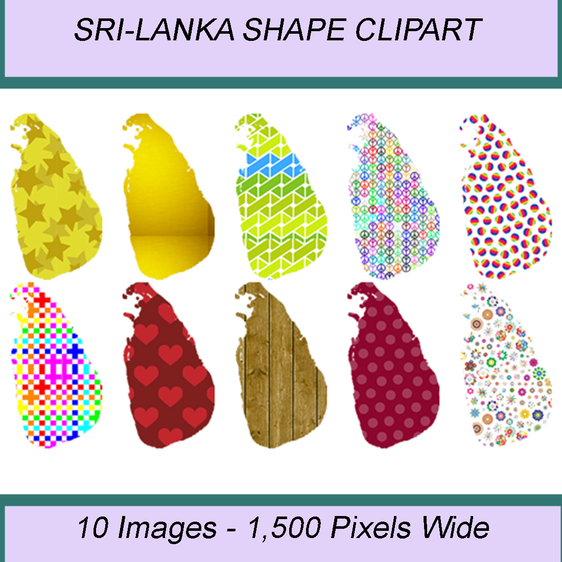 SRI-LANKA SHAPE CLIPART ICONS cover image.