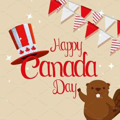 beaver with patriotic hat and canada cover image.