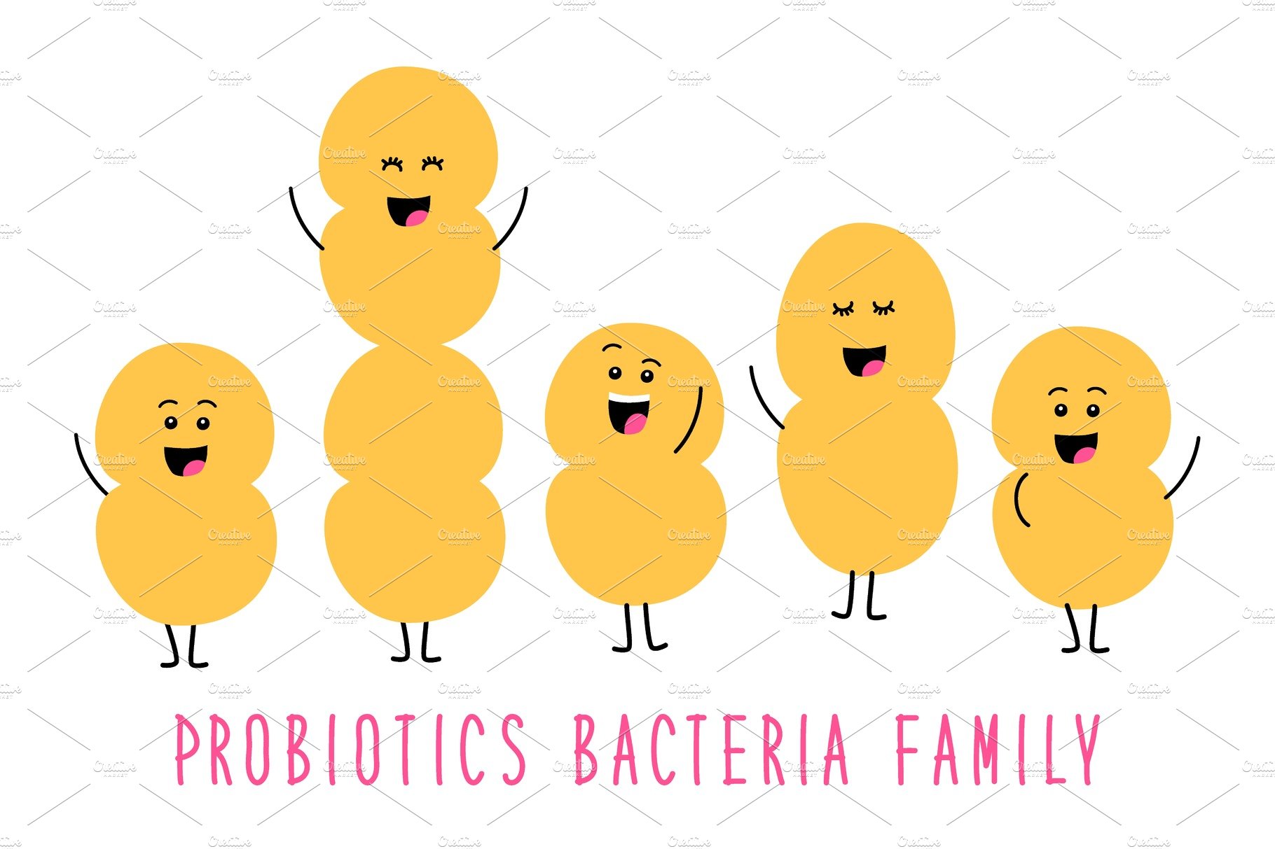 Funny probiotics bacteria family cover image.