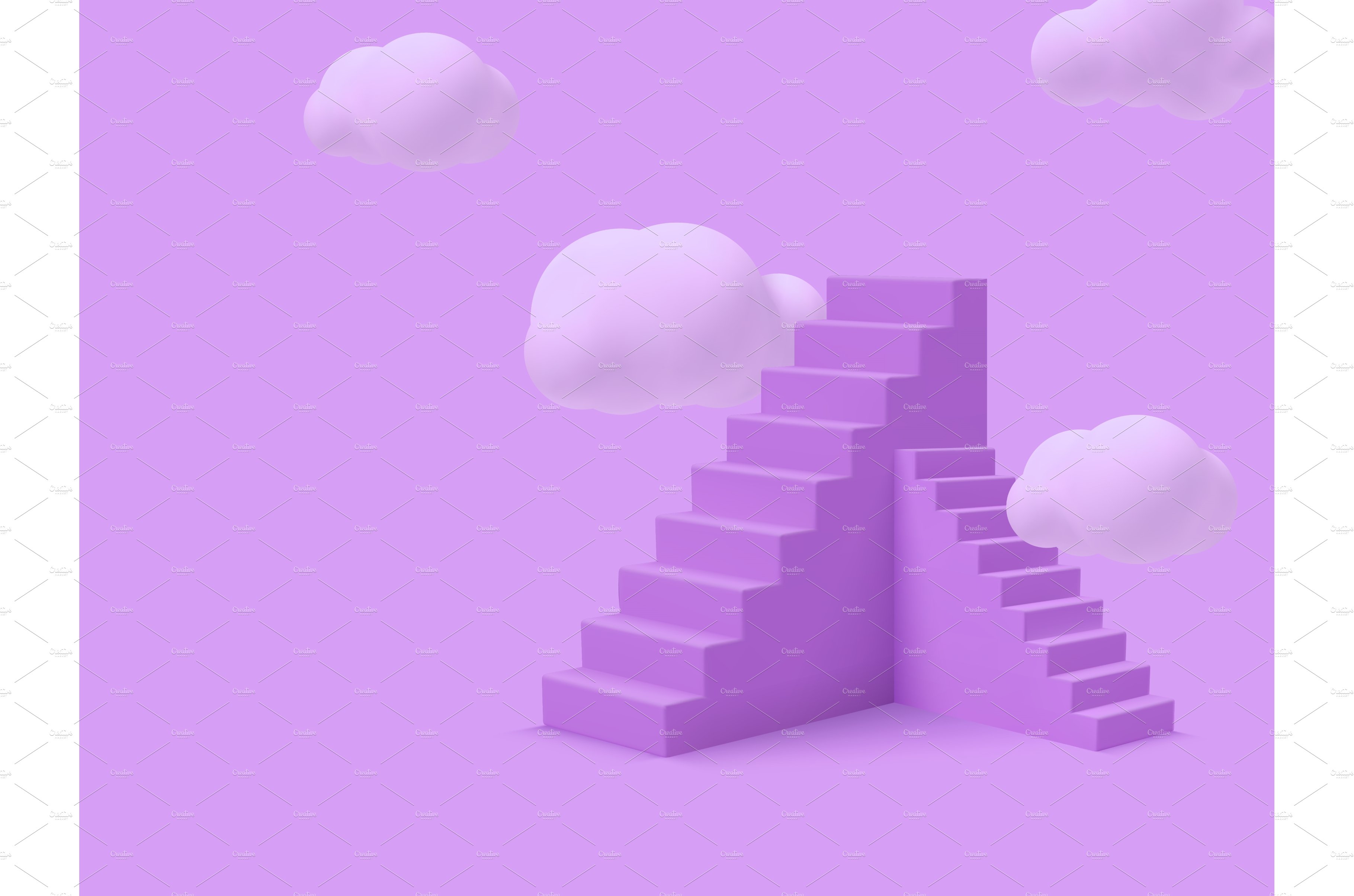 Purple stairs with clouds. cover image.
