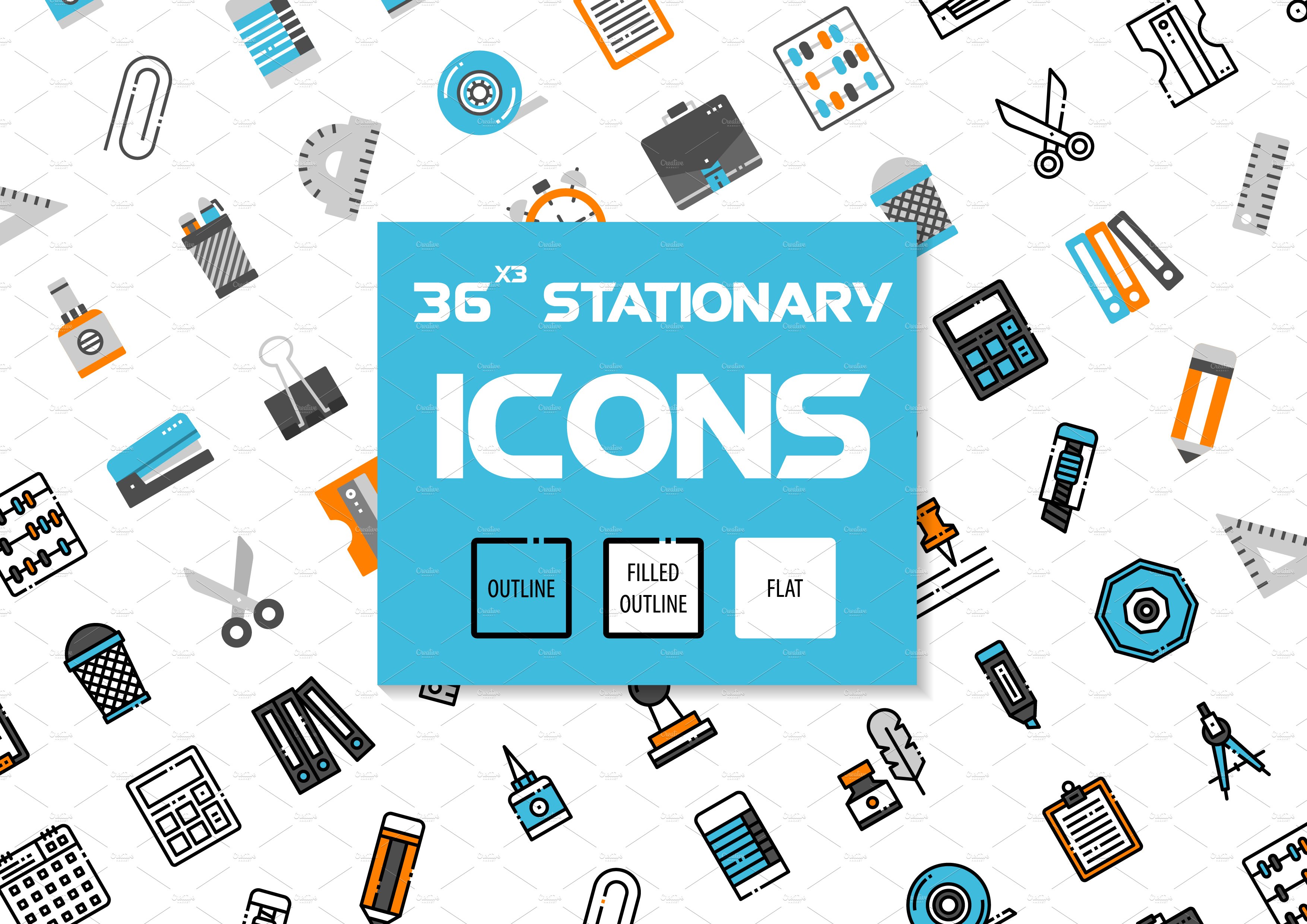 36x3 Stationary icons cover image.