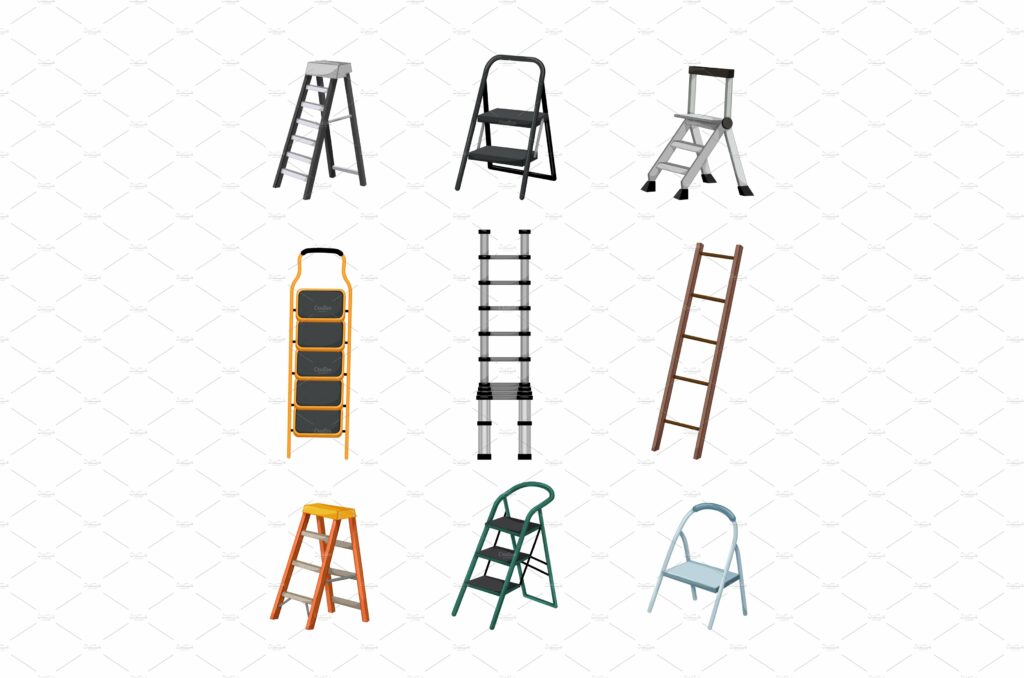 step ladder safety set cartoon MasterBundles