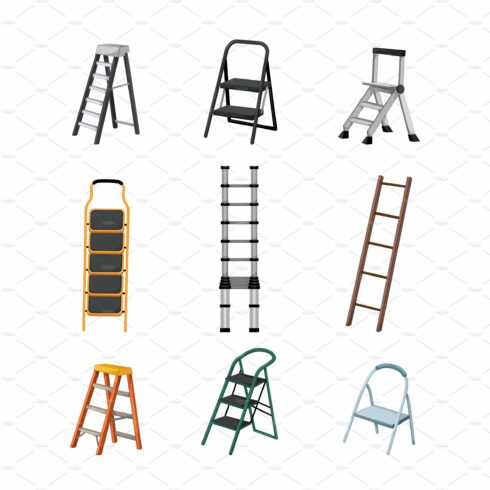 step ladder safety set cartoon cover image.