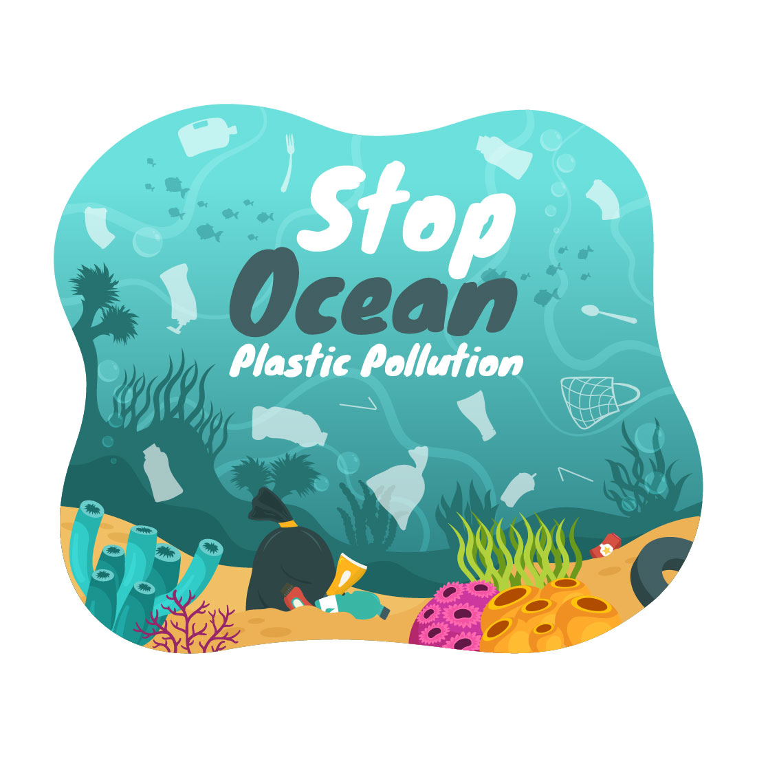 14 Stop Ocean Plastic Pollution Illustration cover image.