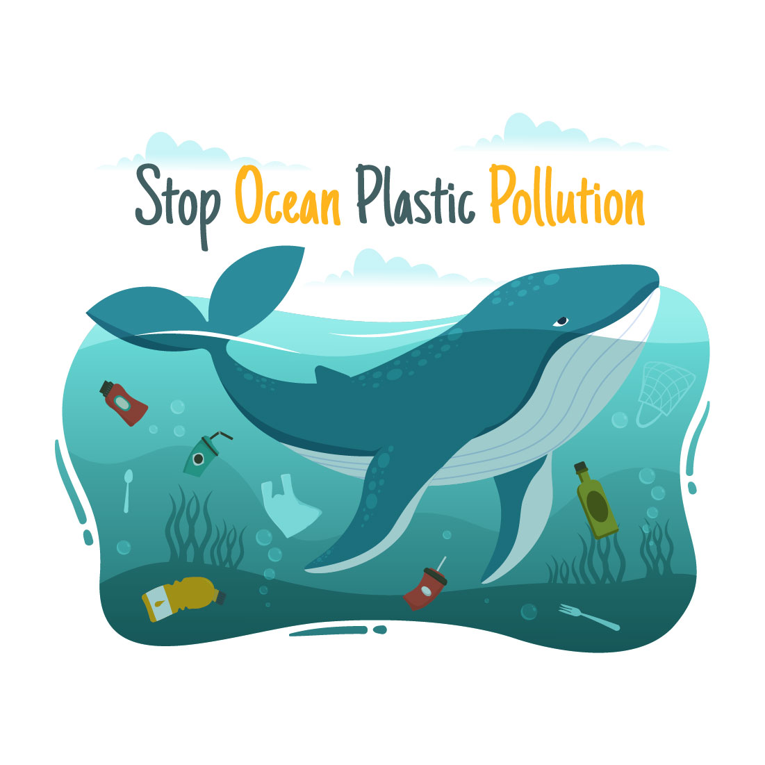 14 Stop Ocean Plastic Pollution Illustration preview image.