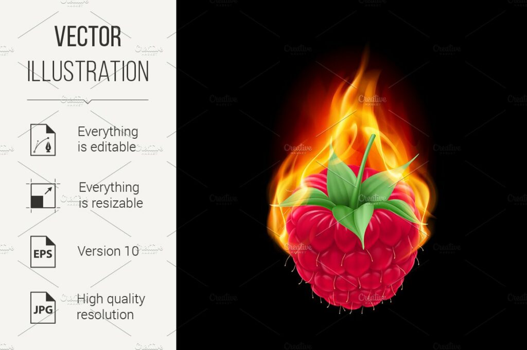 Raspberry Fire Burning raspberry โ MasterBundles