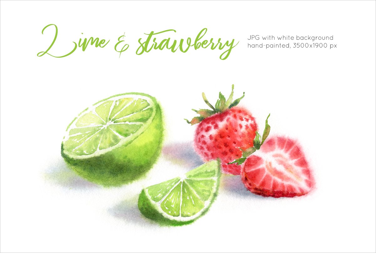 Lime & Strawberry Watercolor paintig cover image.