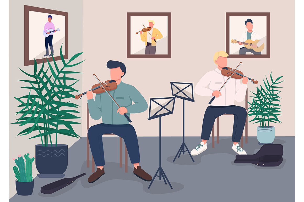 Studio music playing illustration cover image.