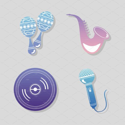 four music instruments pastel icons cover image.