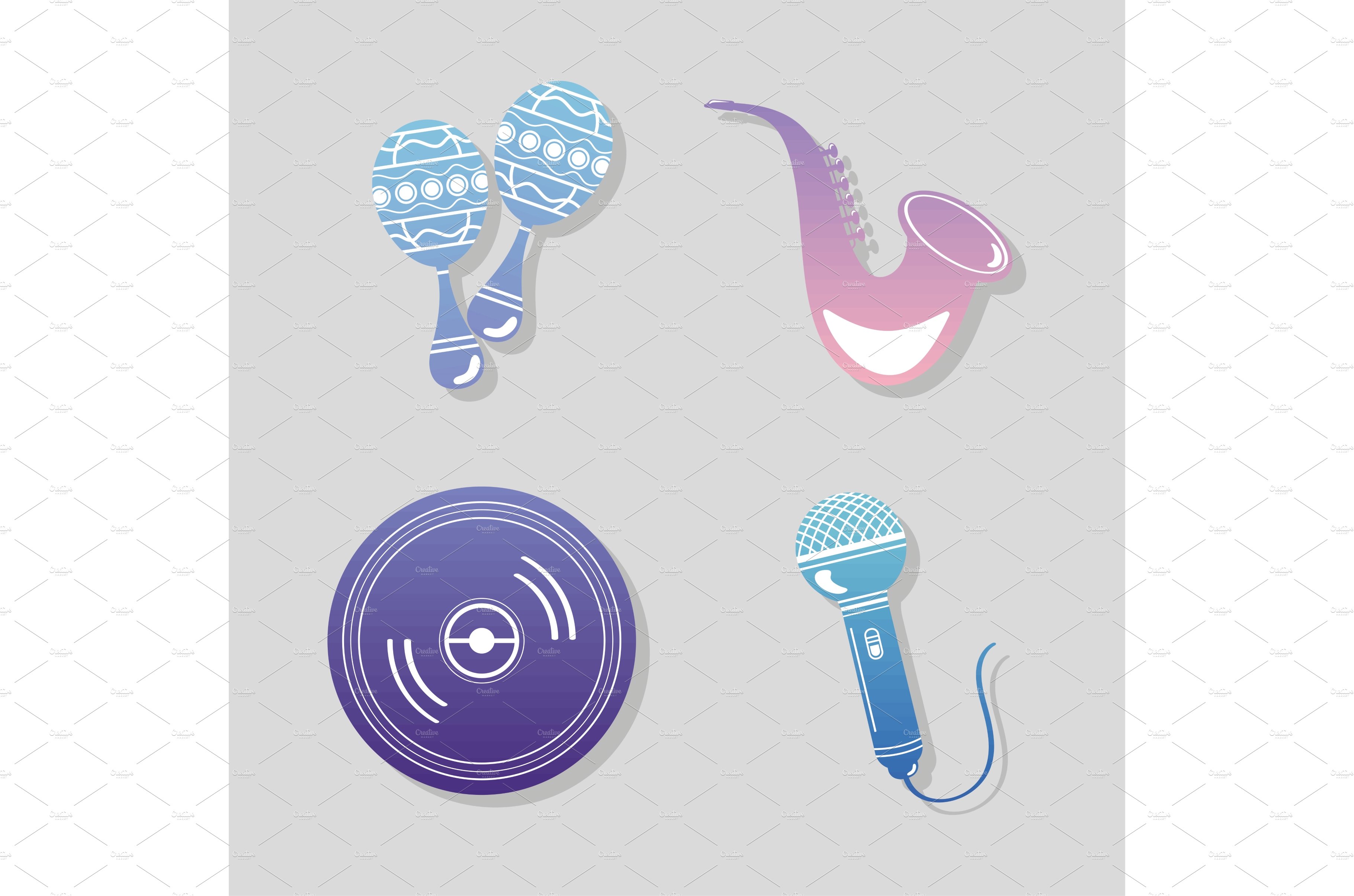 four music instruments pastel icons cover image.