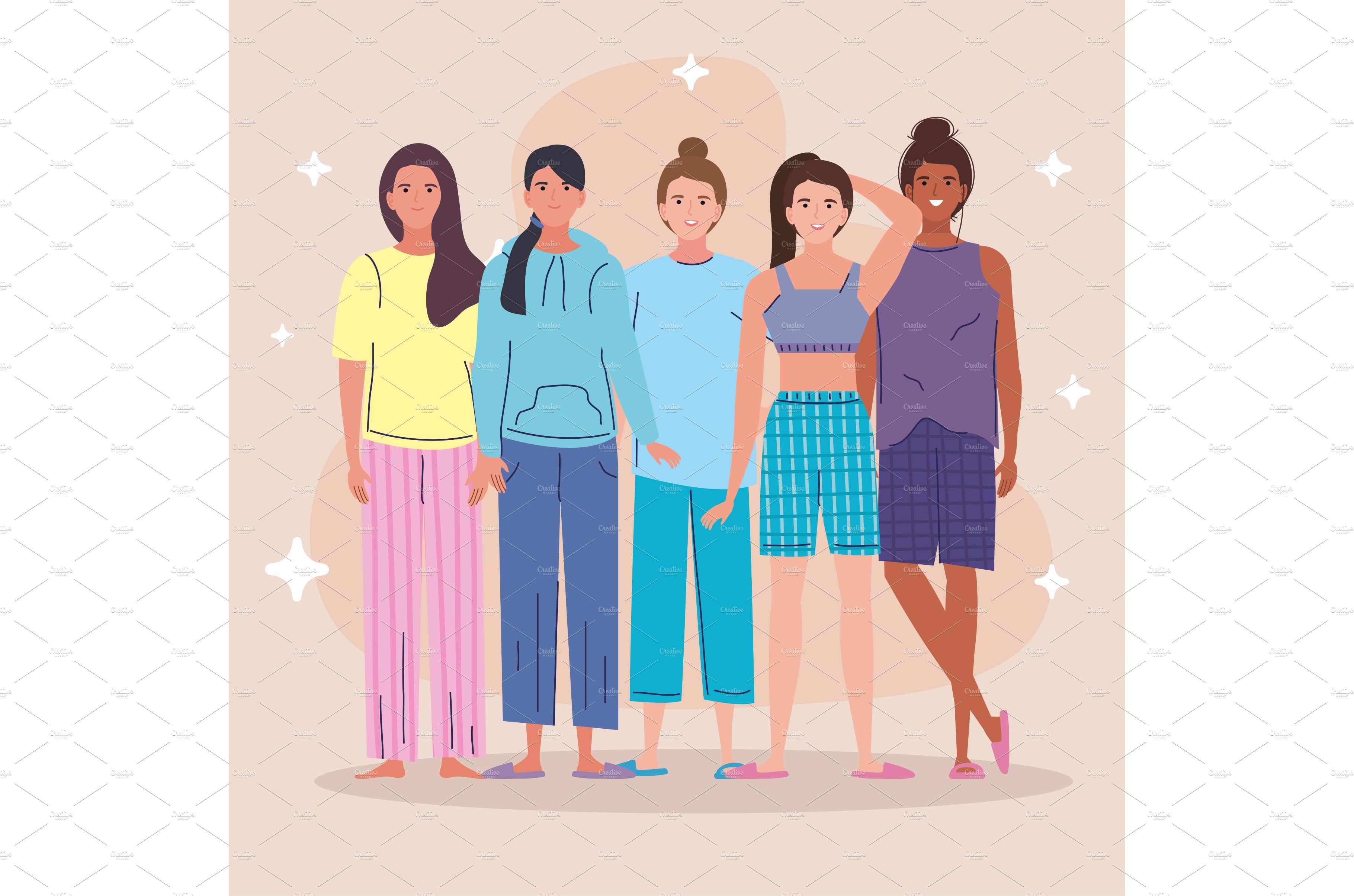 five female sleepwear models cover image.