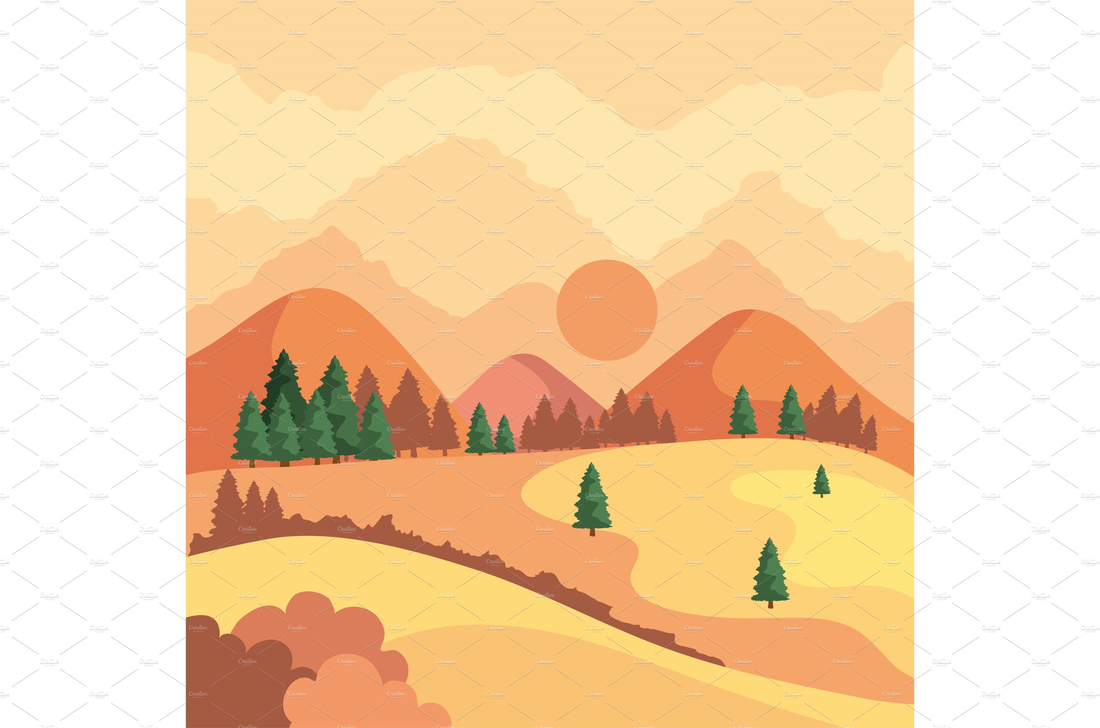 pines in sunset landscape cover image.