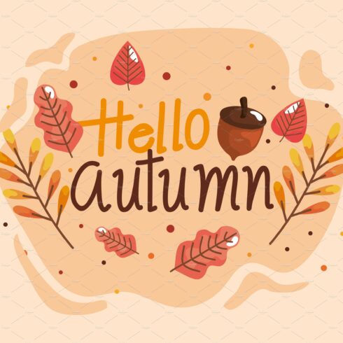 hello autumn lettering poster cover image.