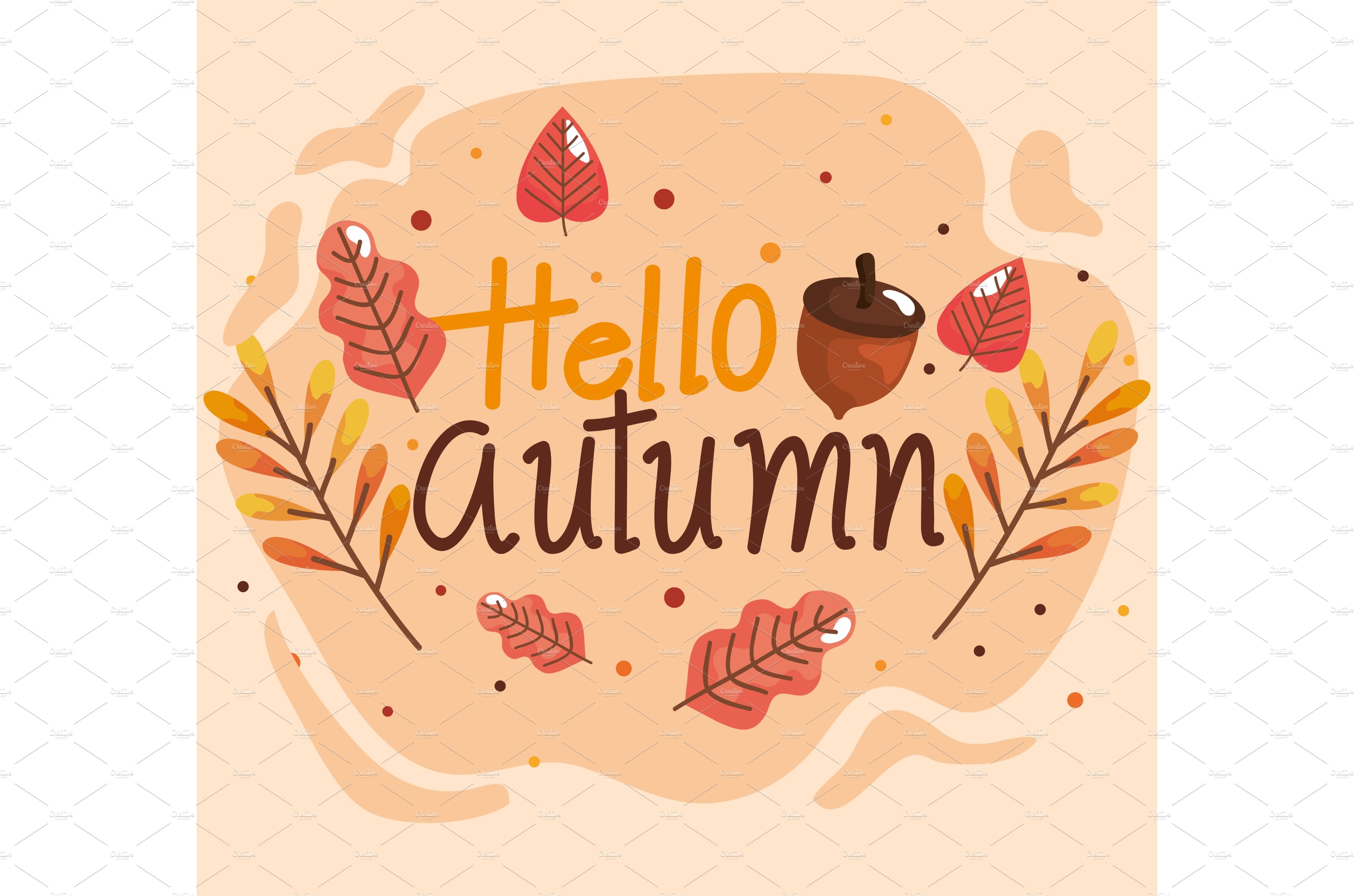 hello autumn lettering poster cover image.