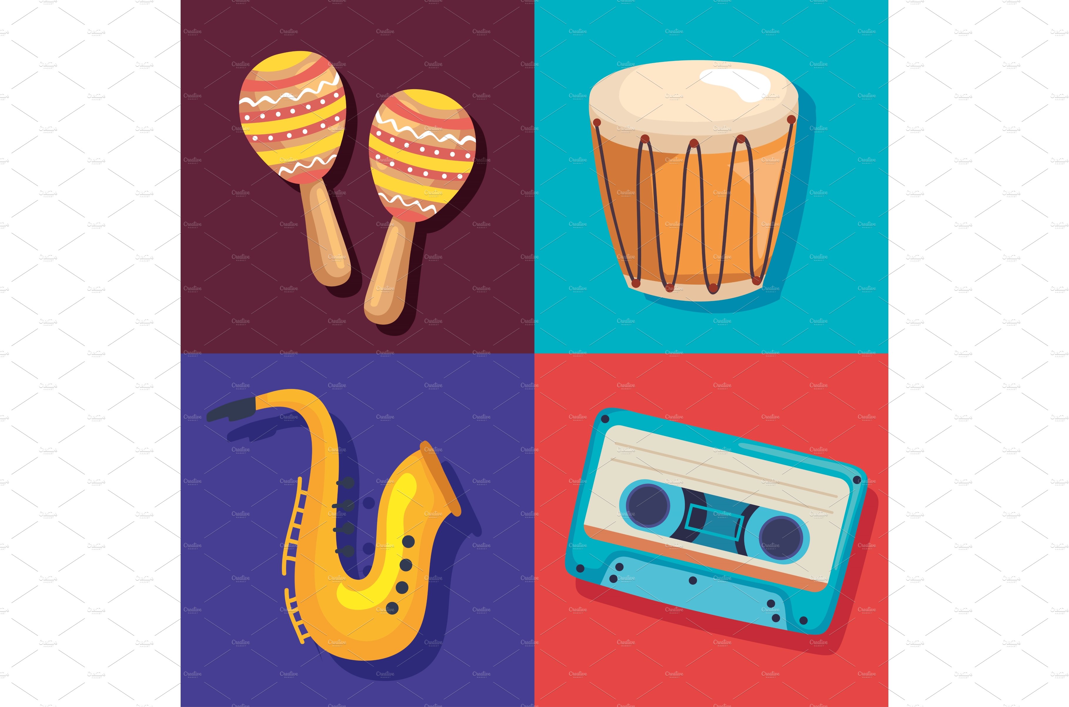 four musical instruments cover image.