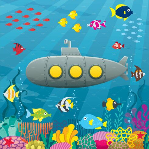 Submarine Cartoon Background cover image.