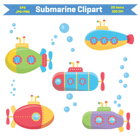 Submarine Clipart Design cover image.